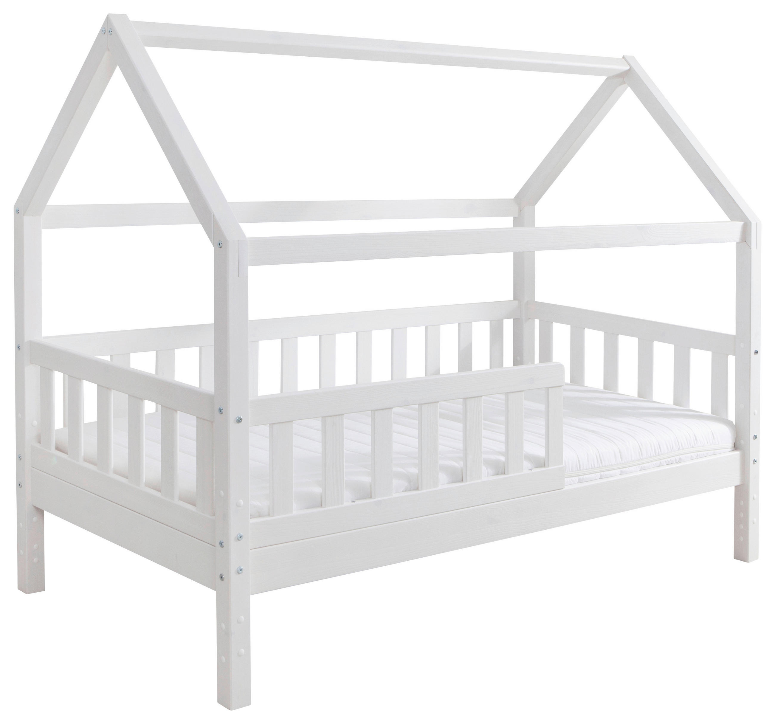 HAUSBETT Absturzsicherung, Matratze 80/160 cm  - Weiß, MODERN, Holz/Textil (80/160cm) - MID.YOU