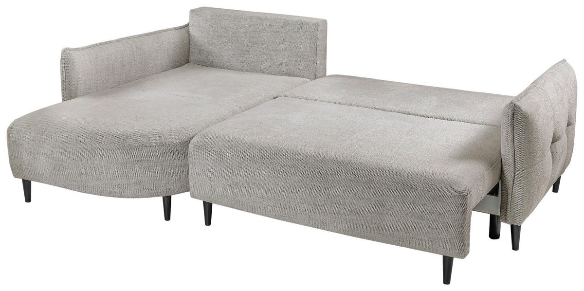 ECKSOFA in Struktur Hellgrau  165/244 cm  - Hellgrau/Schwarz, Design, Holz/Textil (165/244cm) - MID.YOU