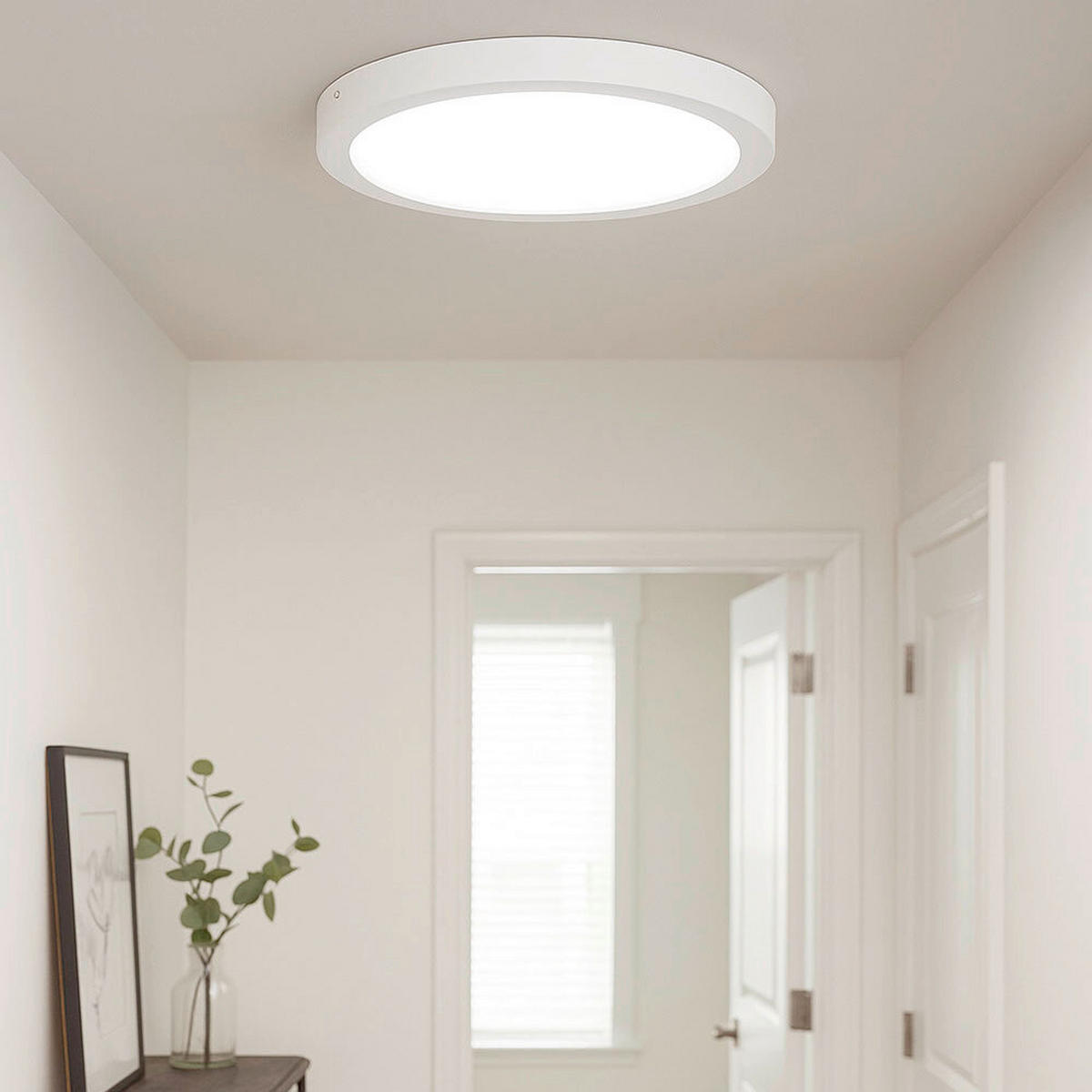 AUFBAULEUCHTE 30/3,2 cm   - Weiß, Design, Kunststoff/Metall (30/3,2cm) - Globo