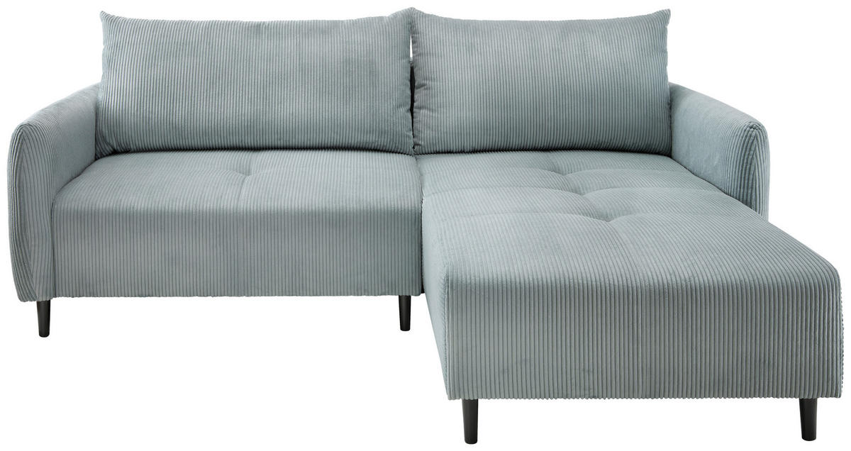 ECKSOFA Marissa Hellblau Cord  - Schwarz/Hellblau, Basics, Holz/Textil (238/174cm) - Livetastic