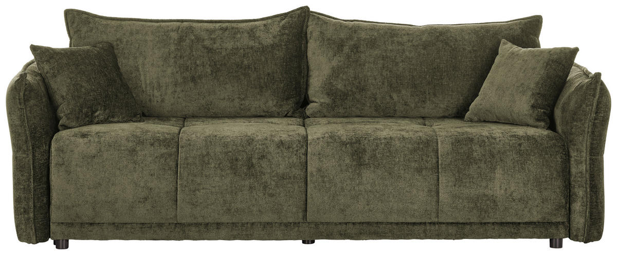 BOXSPRINGSOFA in Chenille Dunkelgrün  - Dunkelgrün/Schwarz, Modern, Kunststoff/Textil (235/95/108cm) - Hom`in