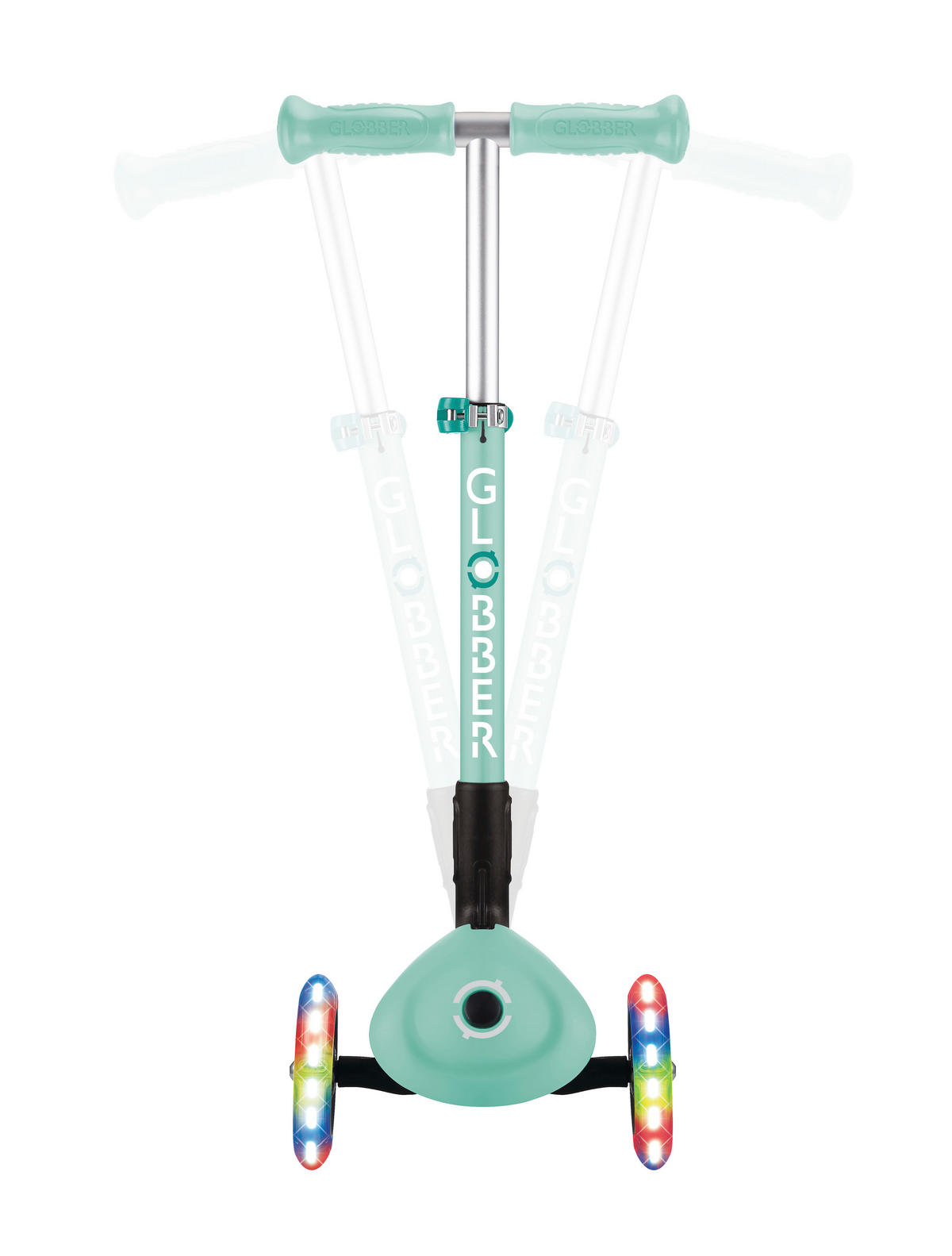 KINDERSCOOTER JUNIOR FOLDABLE LIGHTS  - Mintgrün, Basics, Kunststoff (56/28.6/68cm) - GLOBBER