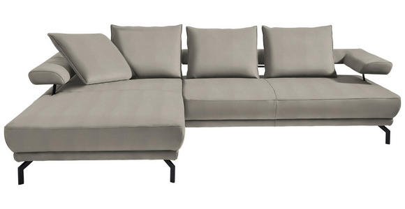 ECKSOFA Fino in Mikrofaser Silberfarben  224/305 cm  - Silberfarben/Schwarz, Design, Textil/Metall (224/305cm) - Dieter Knoll