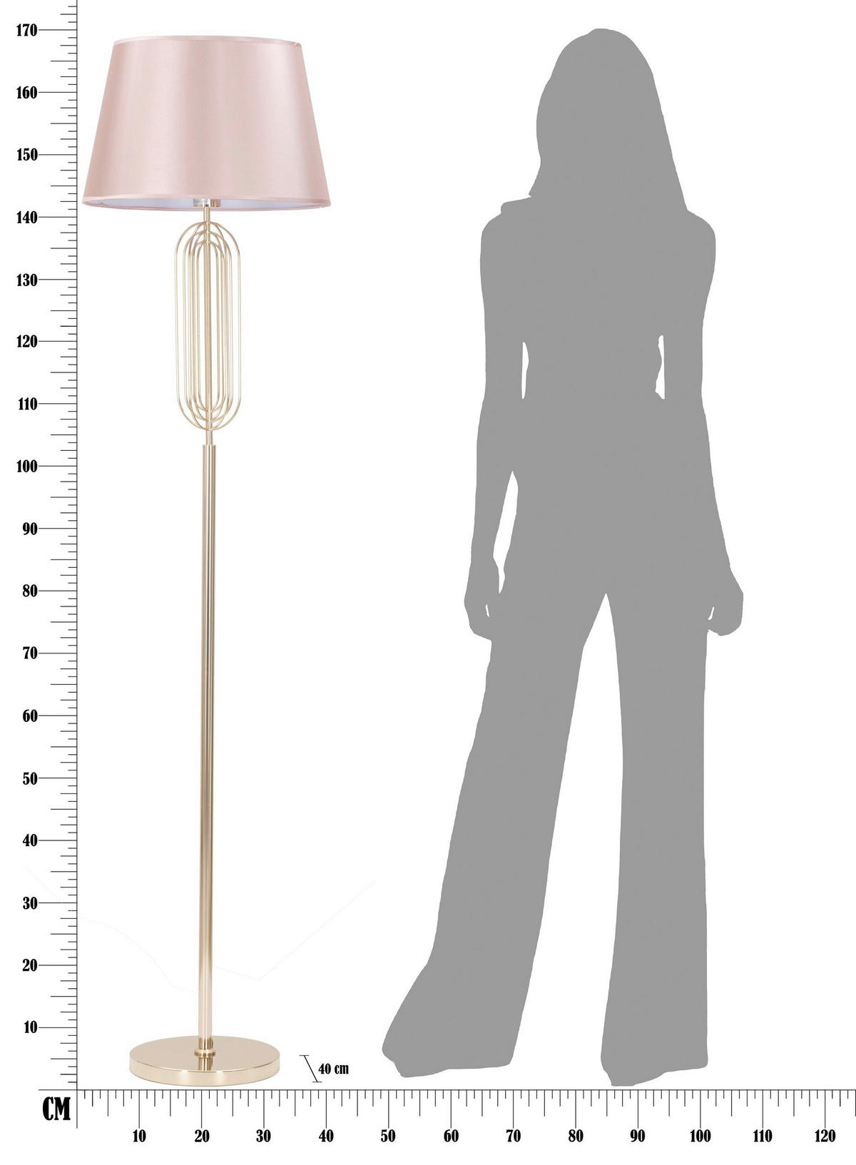 STEHLEUCHTE 40/168.5 cm  - Pink/Goldfarben, Trend, Kunststoff/Textil (40/168.5cm) - Mauro Ferretti