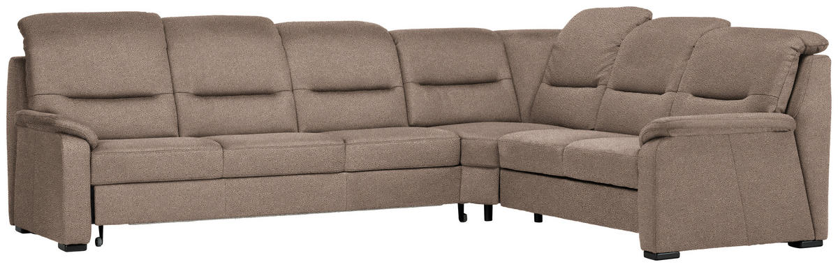 ECKSOFA in Mikrofaser Sandfarben  - Sandfarben/Schwarz, Konventionell, Holz/Textil (303/245cm) - Beldomo Comfort