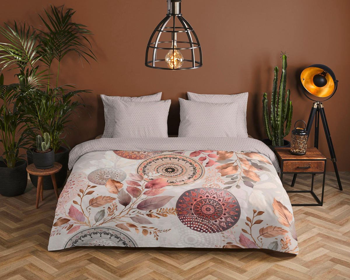 BETTWÄSCHE HIP Satin 140/200 cm  - Graubraun/Hellgrau, Design, Textil (140/200cm)