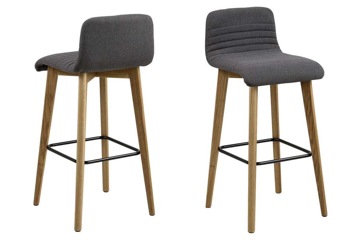 TABURET DE BAR in textil, lemn antracit, culoare lemn stejar  - culoare lemn stejar/antracit, Design, lemn/textil (44/101/47cm) - Livetastic