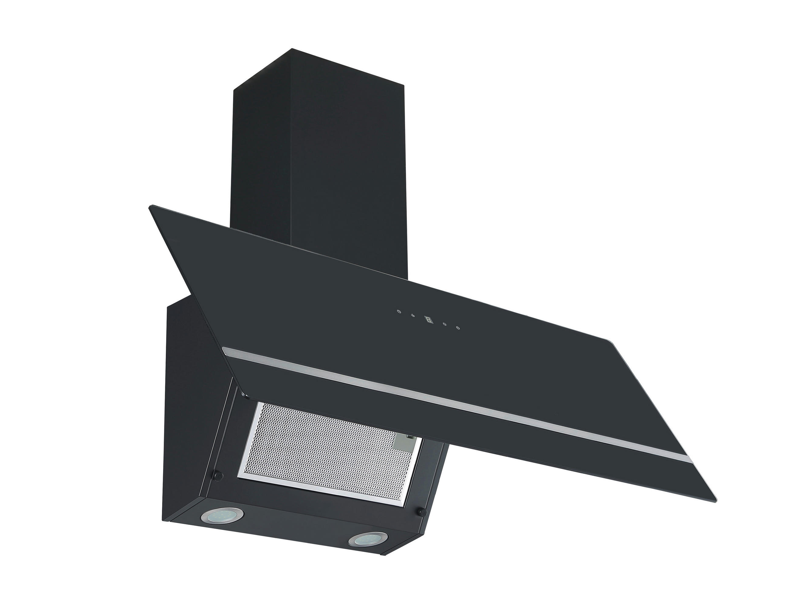 Thumbnail - PKM Dunstabzugshaube, Schwarz, Glas, A+, 90x111.60x29.6 cm, Küchen, Küchenelektrogeräte, Dunstabzugshauben