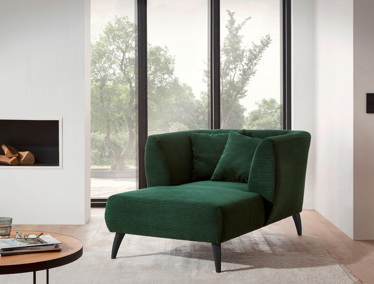 XXL-SESSEL in Cord Grün  - Schwarz/Grün, Modern, Holz/Textil (108/84/155cm) - MID.YOU