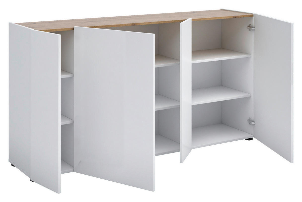 SIDEBOARD Tango  in 174/92/40 cm  - Eichefarben/Weiß Hochglanz, Design, Holzwerkstoff/Kunststoff (174/92/40cm) - Xora