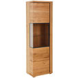 VITRINE in furniert, massiv Eiche Graphitfarben, Eichefarben  - Eichefarben/Anthrazit, Natur, Glas/Holz (60/196/38cm) - Linea Natura