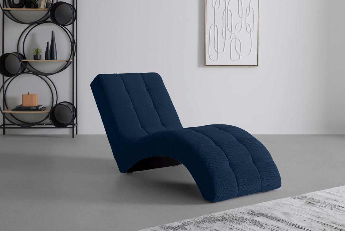 LIGGFÅTÖLJ i vävt tyg mörkblå  - svart/mörkblå, Modern, textil/plast (68/80/167cm) - MID.YOU