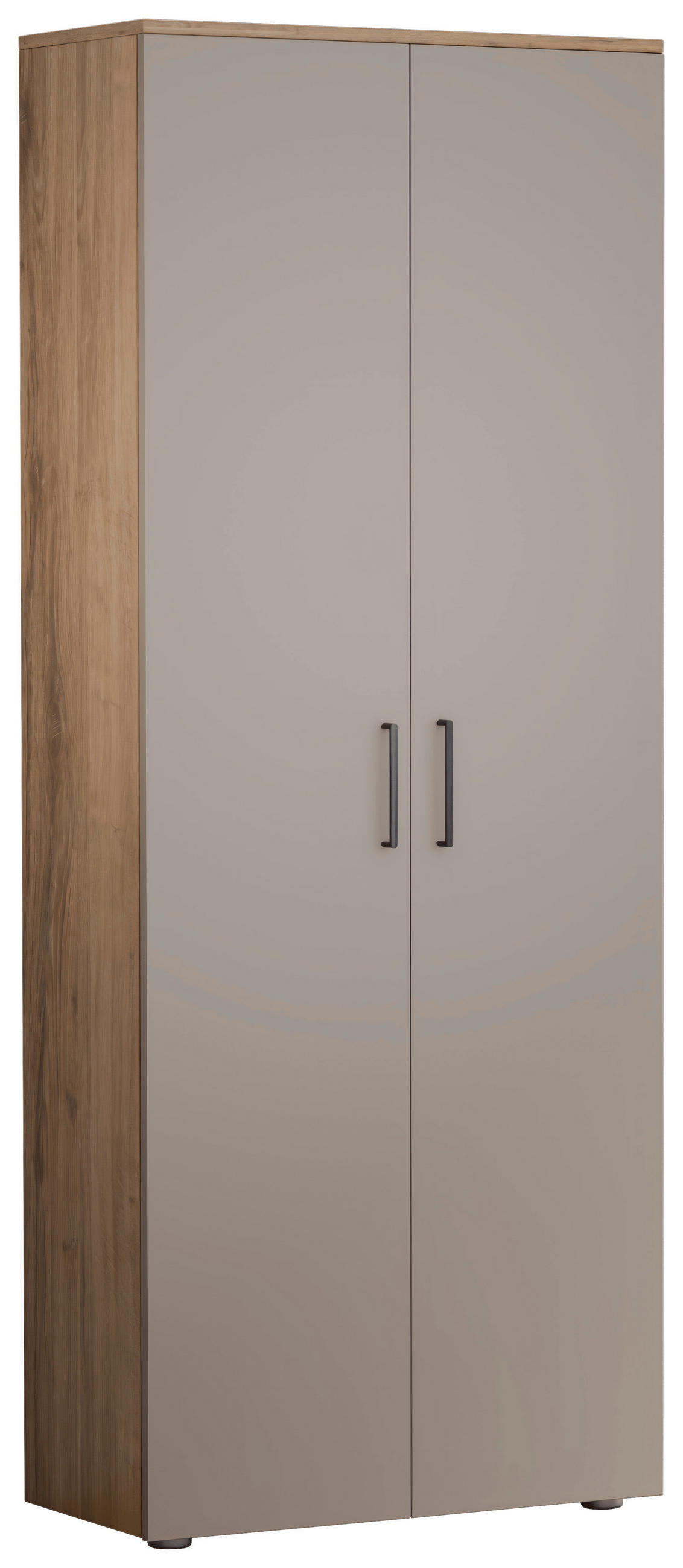 SCHUHSCHRANK Grau, Eichefarben - Eichefarben/Silberfarben, Basics, Holzwerkstoff/Kunststoff (80/200/38cm) - Moderano
