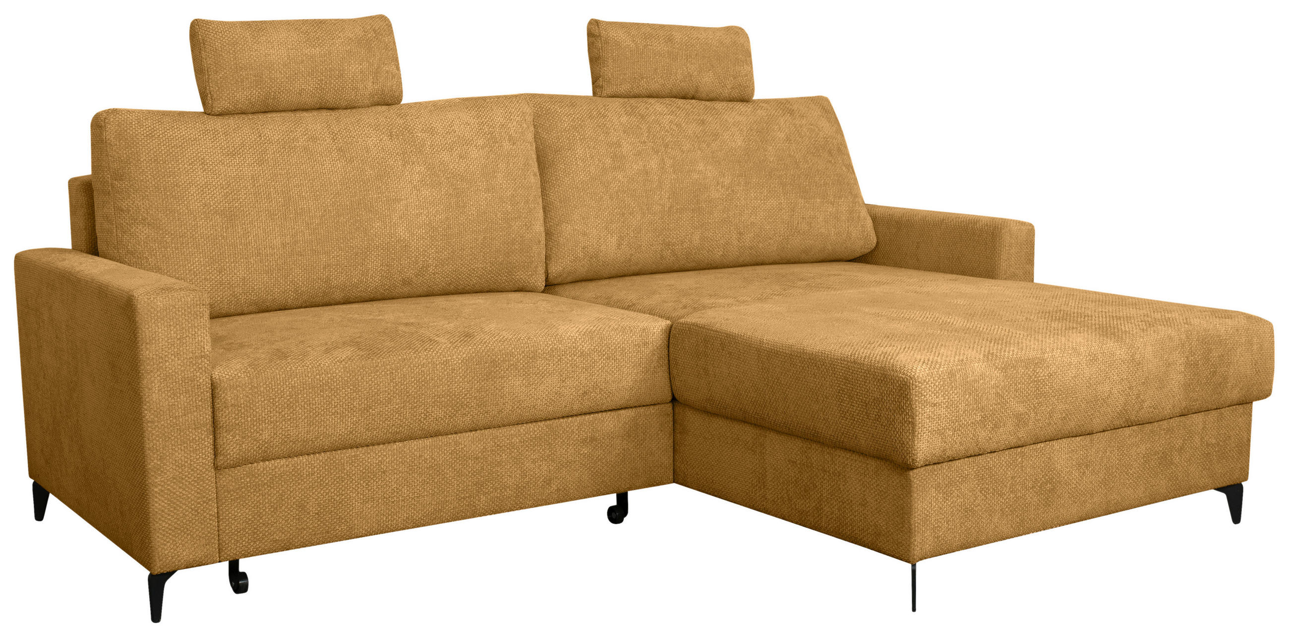 ECKSOFA Orange Struktur  - Schwarz/Orange, KONVENTIONELL, Textil/Metall (230/164cm) - Carryhome