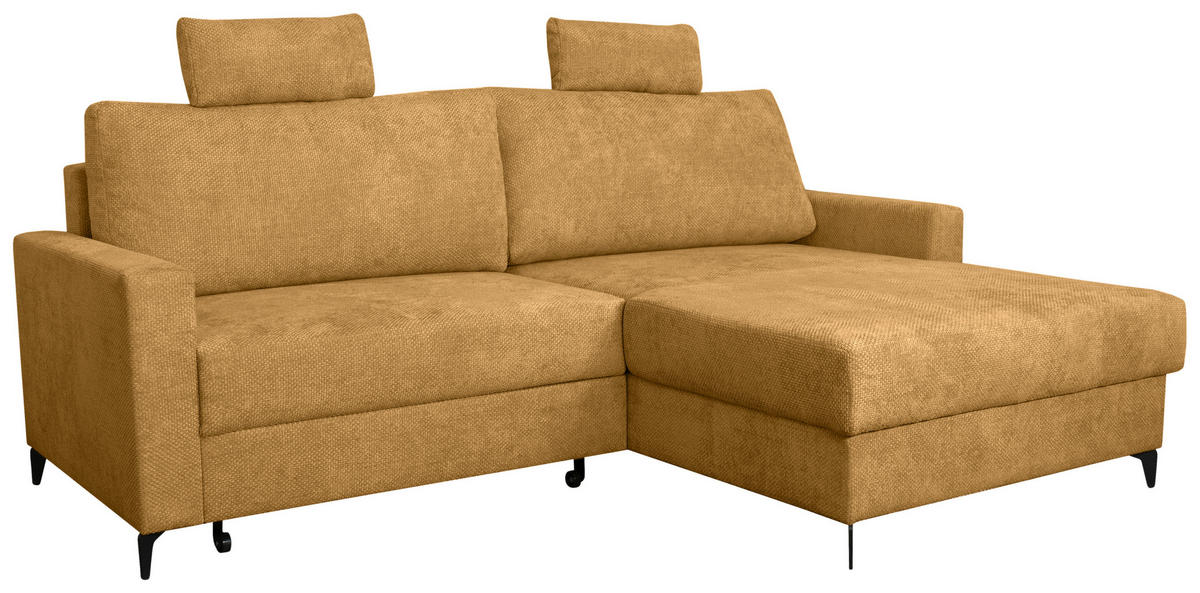 ECKSOFA Orange Struktur  - Schwarz/Orange, KONVENTIONELL, Textil/Metall (230/164cm) - Carryhome