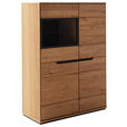 HIGHBOARD Wildeiche  93/130/41 cm  - Wildeiche/Schwarz, Natur, Glas/Holz (93/130/41cm) - Linea Natura