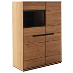 HIGHBOARD Wildeiche  93/130/41 cm  - Wildeiche/Schwarz, Natur, Glas/Holz (93/130/41cm) - Linea Natura