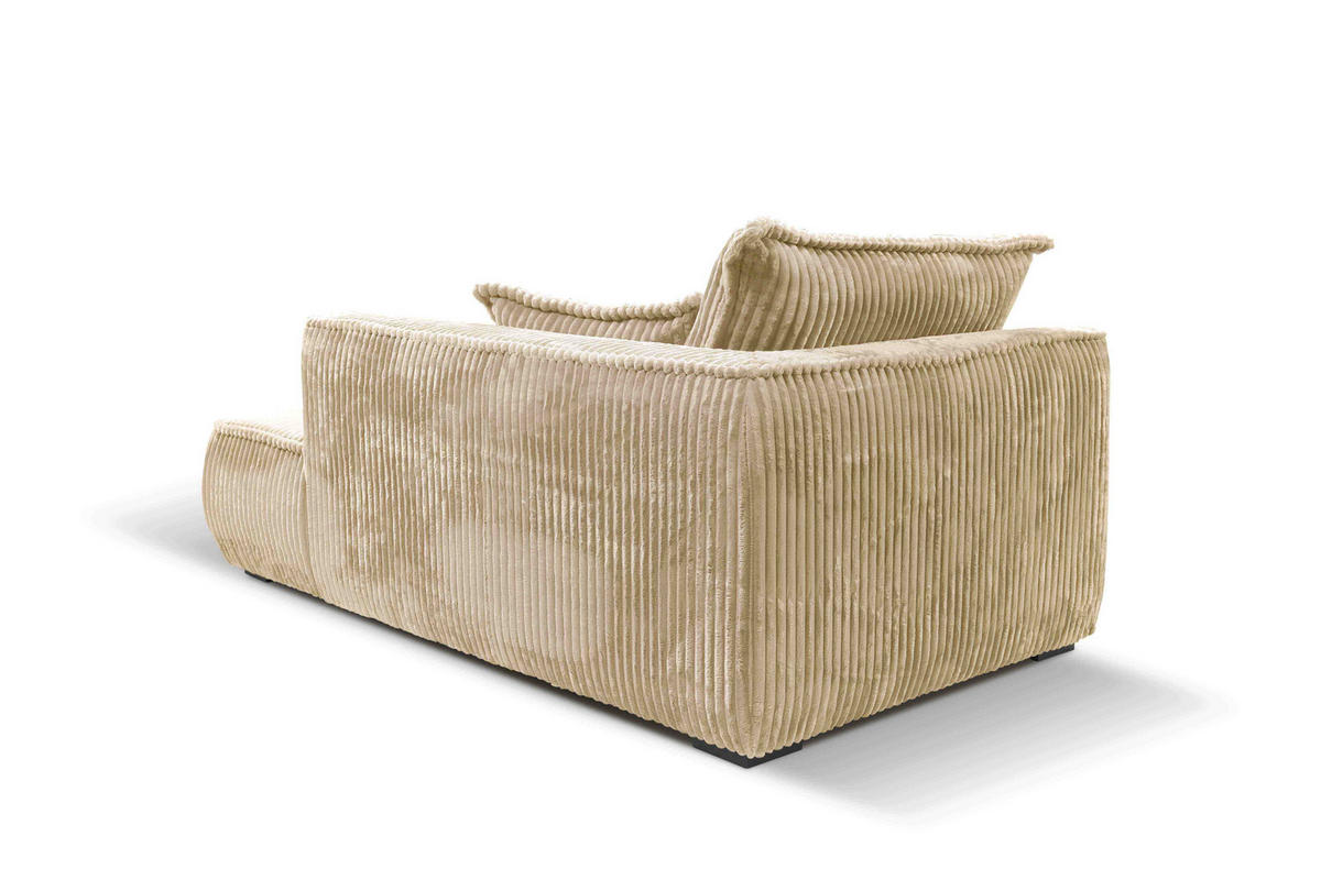 RÉCAMIERE in Cord Beige  - Beige/Schwarz, Design, Holz/Textil (207/75/121cm) - MID.YOU