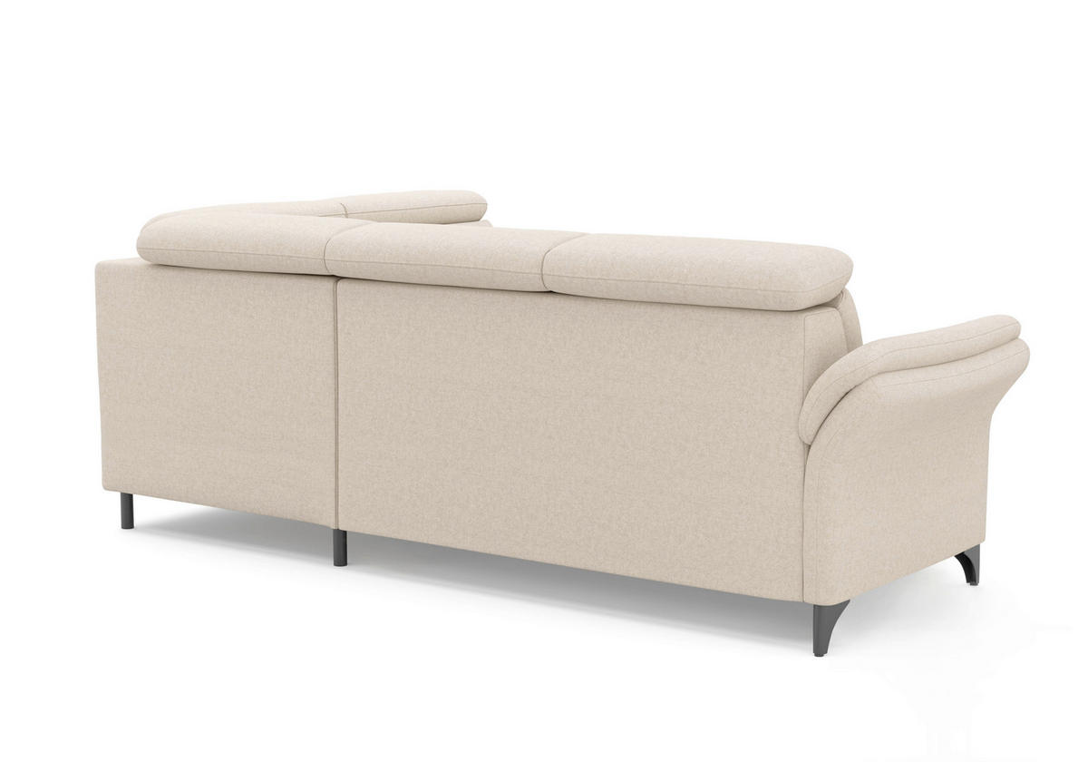 ECKSOFA GLENDALE E in Flachgewebe Creme  247/193 cm  - Creme/Schwarz, KONVENTIONELL, Textil/Metall (247/193cm) - Sit & More