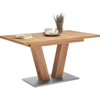 ESSTISCH Eichefarben, Edelstahlfarben rechteckig  ausziehbar  - Edelstahlfarben/Eichefarben, KONVENTIONELL, Holzwerkstoff (140-185/90/76cm) - Valdera