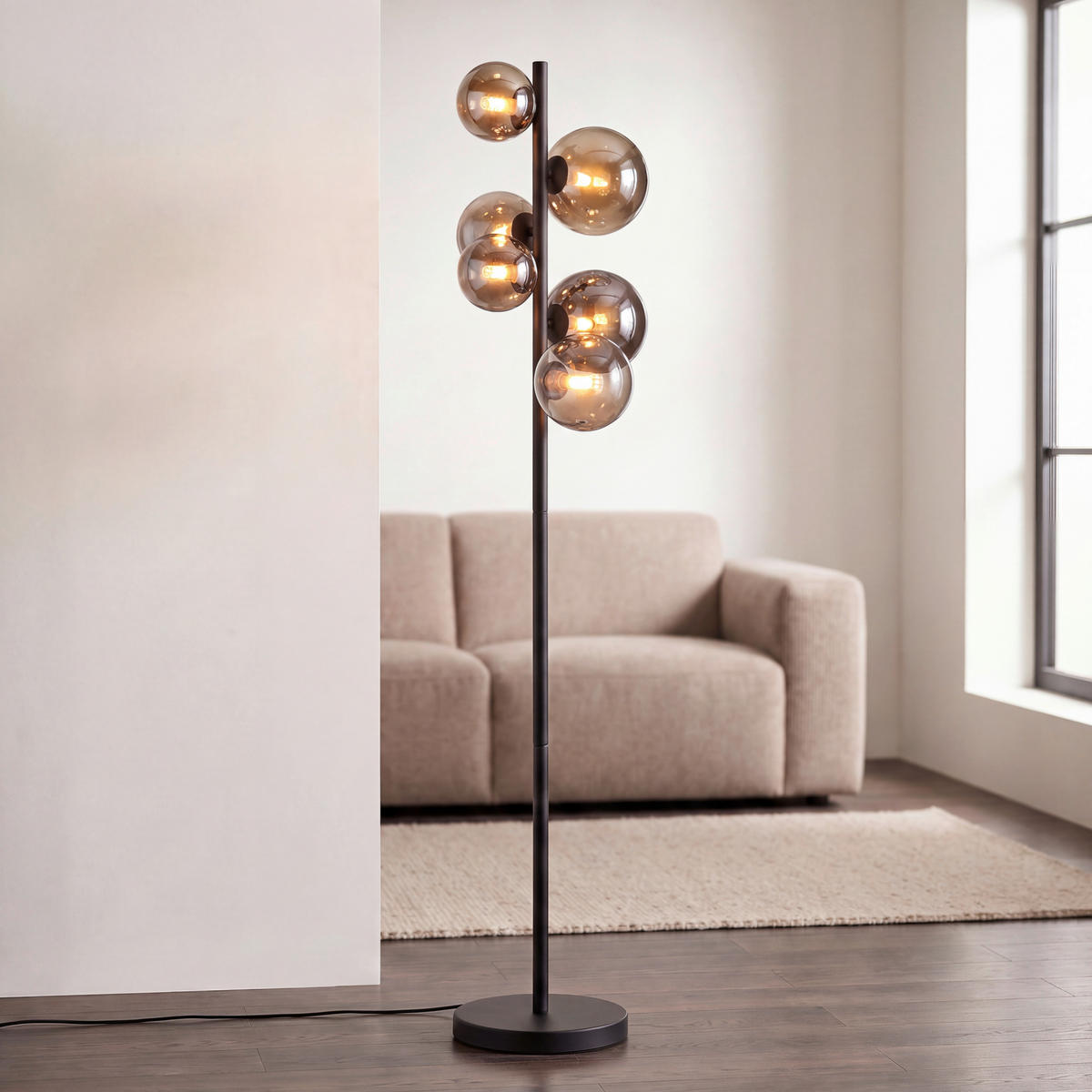 LED-STEHLEUCHTE 28,5/155 cm   - Schwarz, Design, Glas/Metall (28,5/155cm) - Dieter Knoll