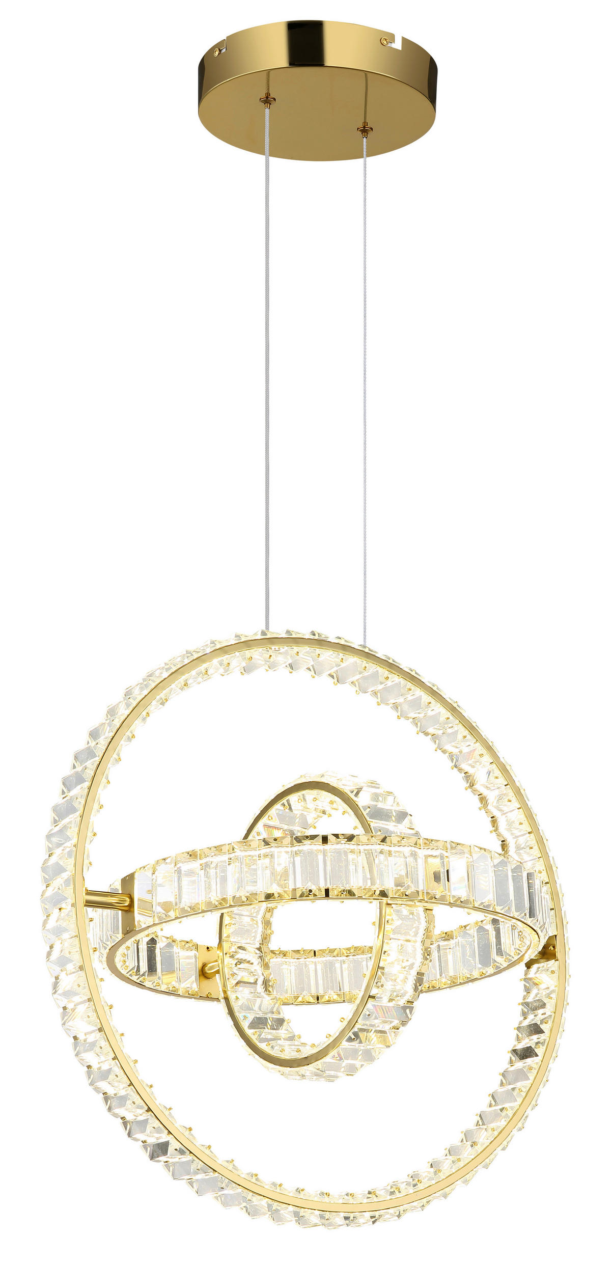 LED-HÄNGELEUCHTE 50/40/120 cm    - Klar/Goldfarben, Design, Glas/Metall (50/40/120cm) - Globo