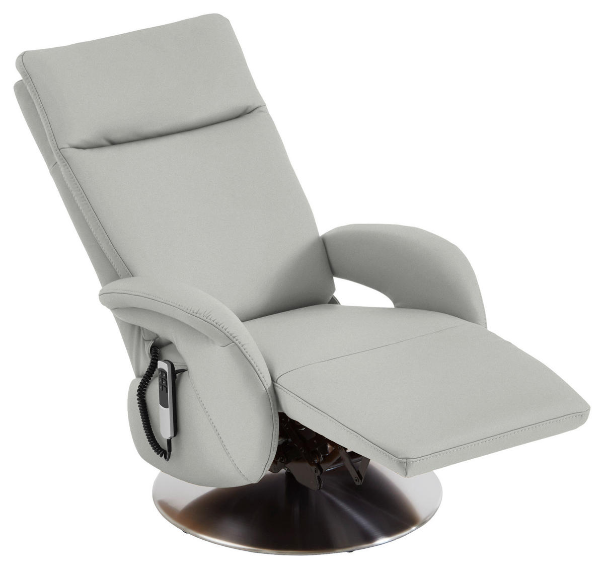 RELAXSESSEL in Leder Silberfarben  - Edelstahlfarben/Silberfarben, Design, Leder/Metall (70/108/80cm) - Cantus