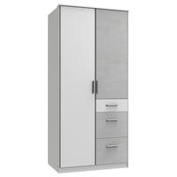 KLEIDERSCHRANK 2-türig Grau, Weiß  - Alufarben/Weiß, KONVENTIONELL, Holzwerkstoff/Kunststoff (91/199/58cm) - Boxxx