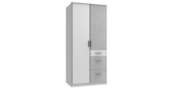 KLEIDERSCHRANK  in Grau, Weiß  - Alufarben/Weiß, KONVENTIONELL, Holzwerkstoff/Kunststoff (91/199/58cm) - Carryhome