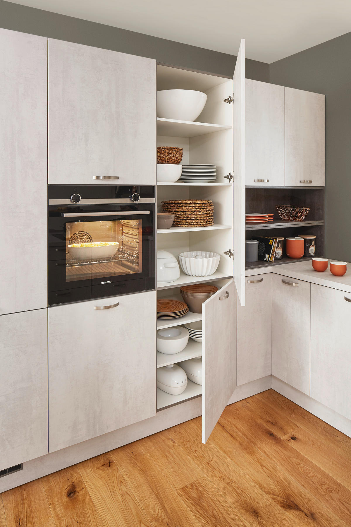 EINBAUKÜCHE COMET  - Grau, Design, Holzwerkstoff - Moderano