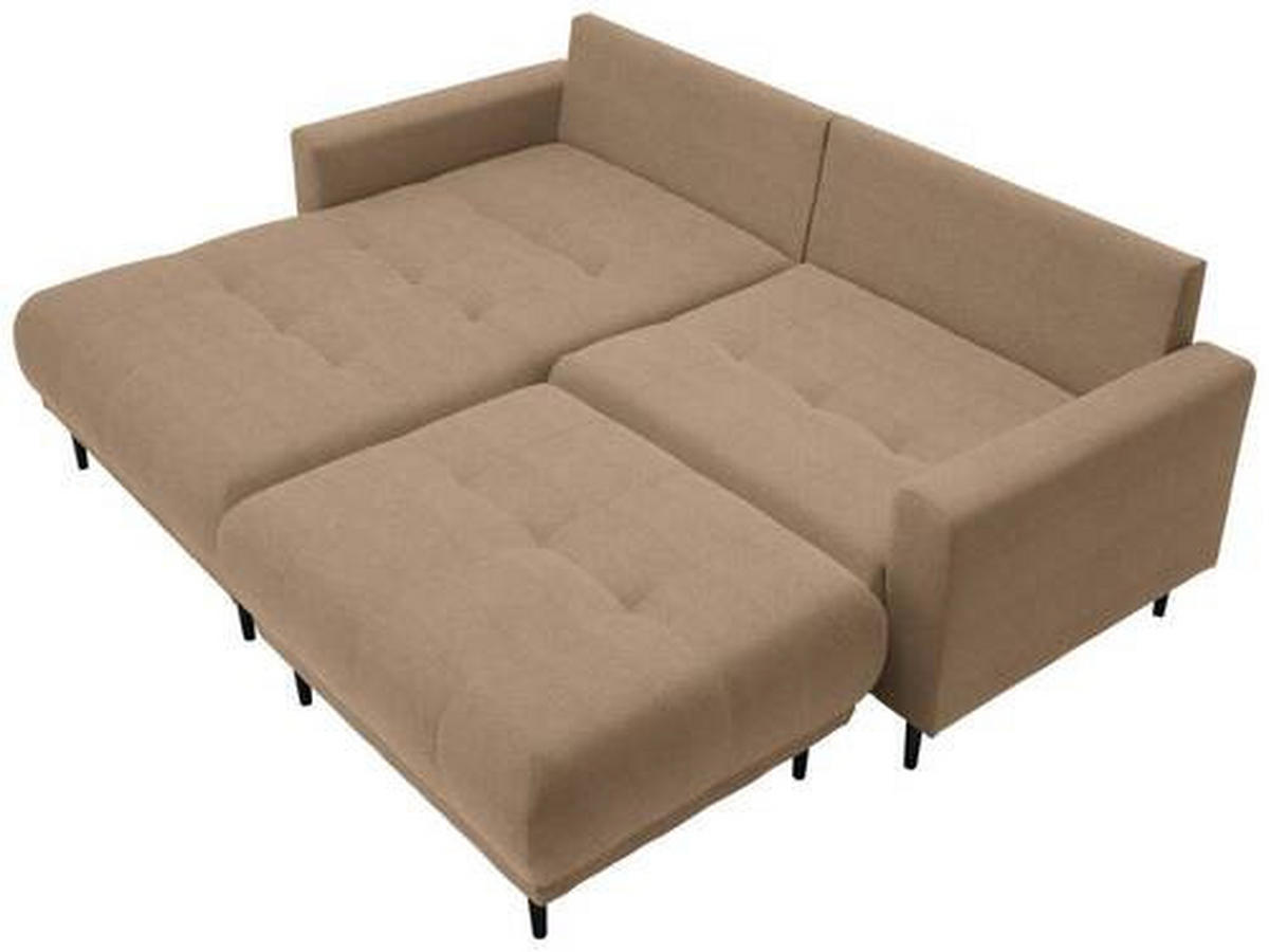 ECKSOFA in Flachgewebe Hellbraun  - Hellbraun/Schwarz, Design, Holz/Textil (160/215cm) - Stylife