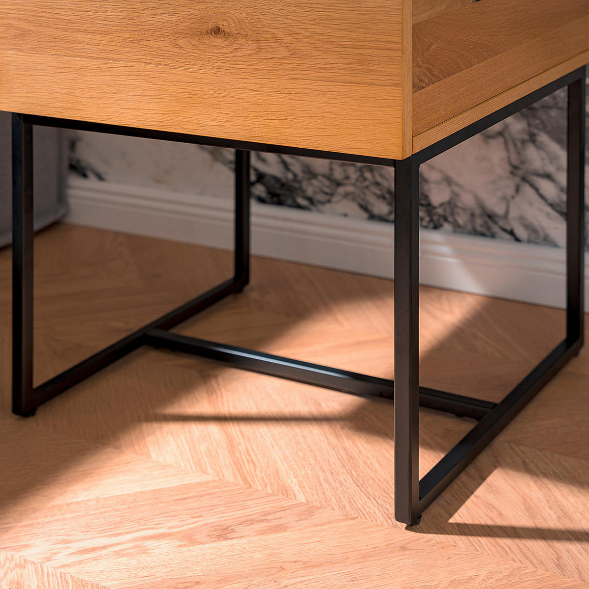NACHTKÄSTCHEN in furniert Eiche Schwarz, Eichefarben  - Eichefarben/Schwarz, KONVENTIONELL, Holz/Holzwerkstoff (42/75/40cm) - home24