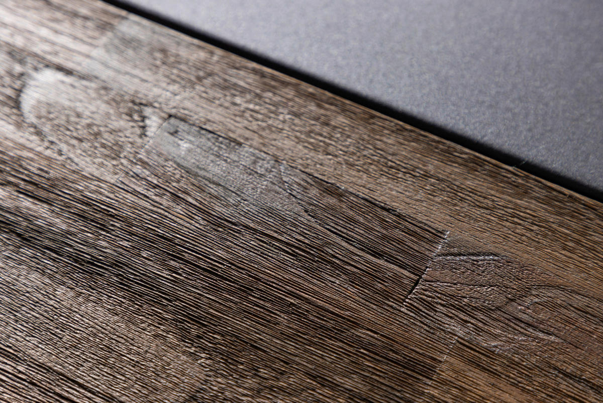 ESSTISCH Teakholz massiv Schwarz, Teakfarben  - Schwarz/Teakfarben, Design, Holz/Metall (200/90/75cm) - Livetastic