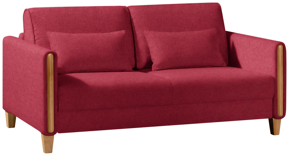 SCHLAFSOFA in Holz, Textil Rot, Buchefarben  - Buchefarben/Rot, Design, Holz/Textil (174/88/104cm) - Niels Andersson