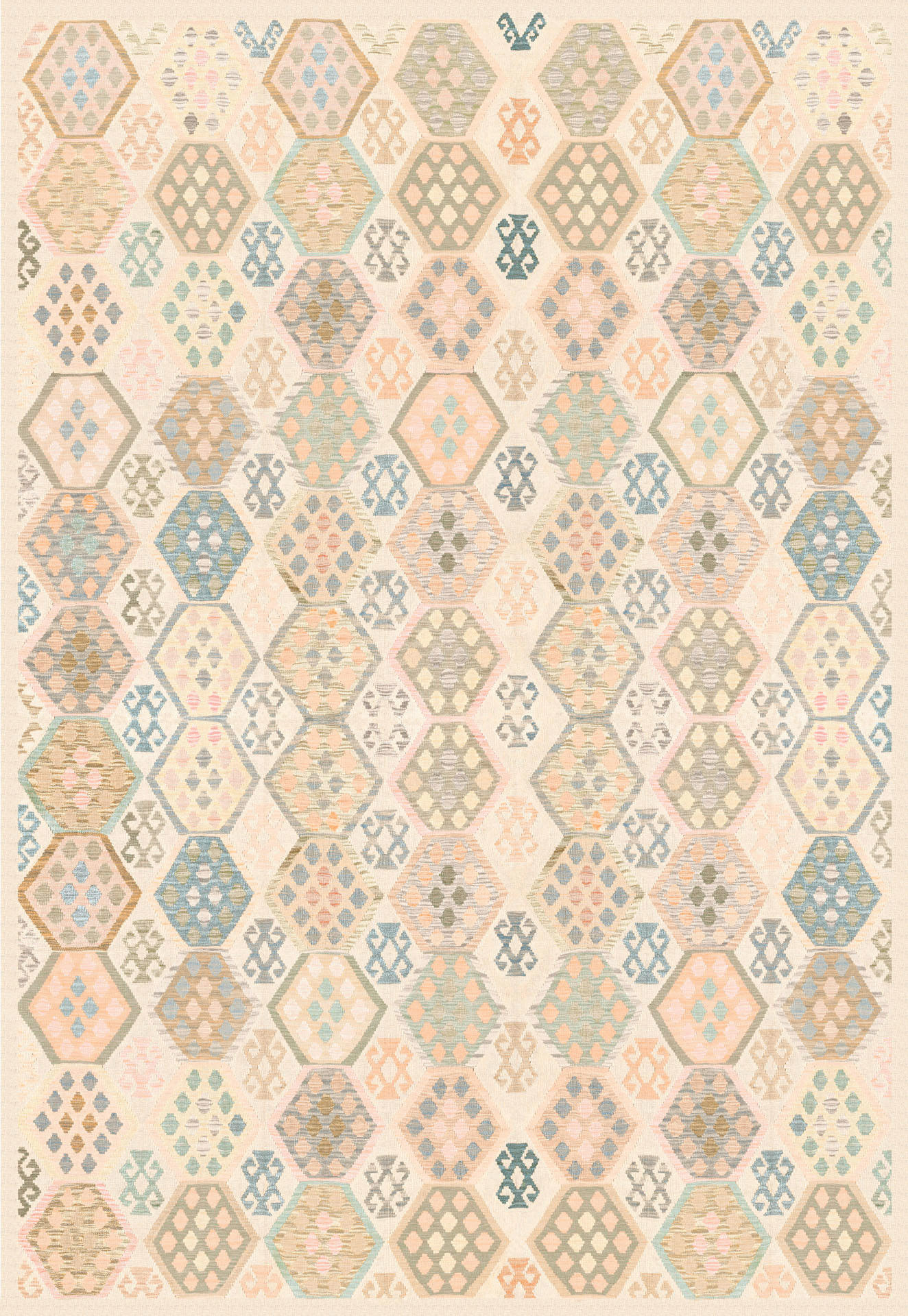 VINTAGE-TEPPICH Ondea Parviza 200/290 cm  in Sandfarben, Hellrosa, Blaugrau  - Sandfarben/Hellrosa, LIFESTYLE, Kunststoff/Textil (200/290cm) - Lindorug