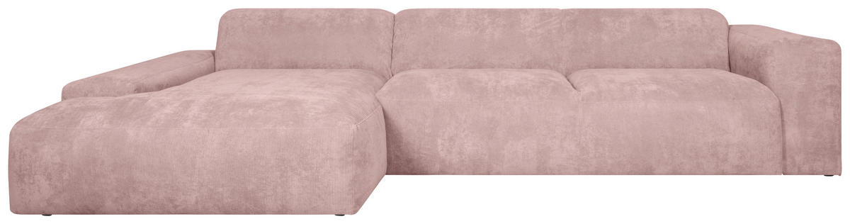 ECKSOFA HANNAH Rosa Cord  - Schwarz/Rosa, Design, Kunststoff/Textil (170/343cm) - MID.YOU