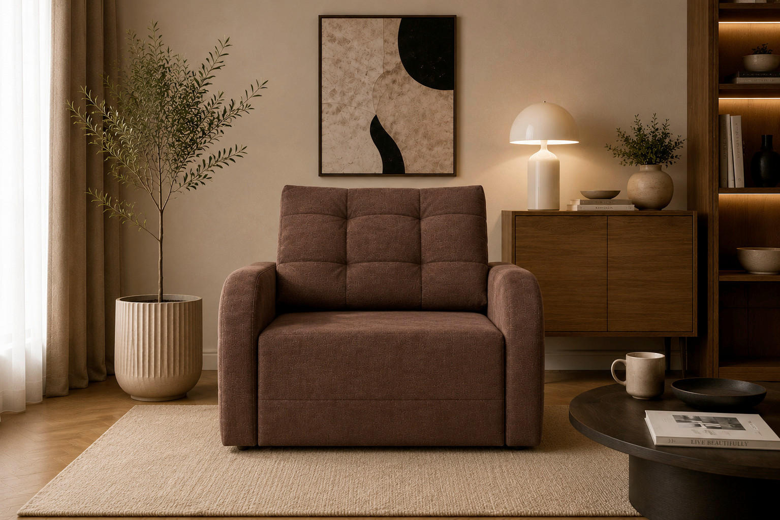 SCHLAFSESSEL ARIZONA 80 Braun  inkl.  - Schwarz/Braun, Design, Kunststoff/Textil (100/90/101cm) - MID.YOU