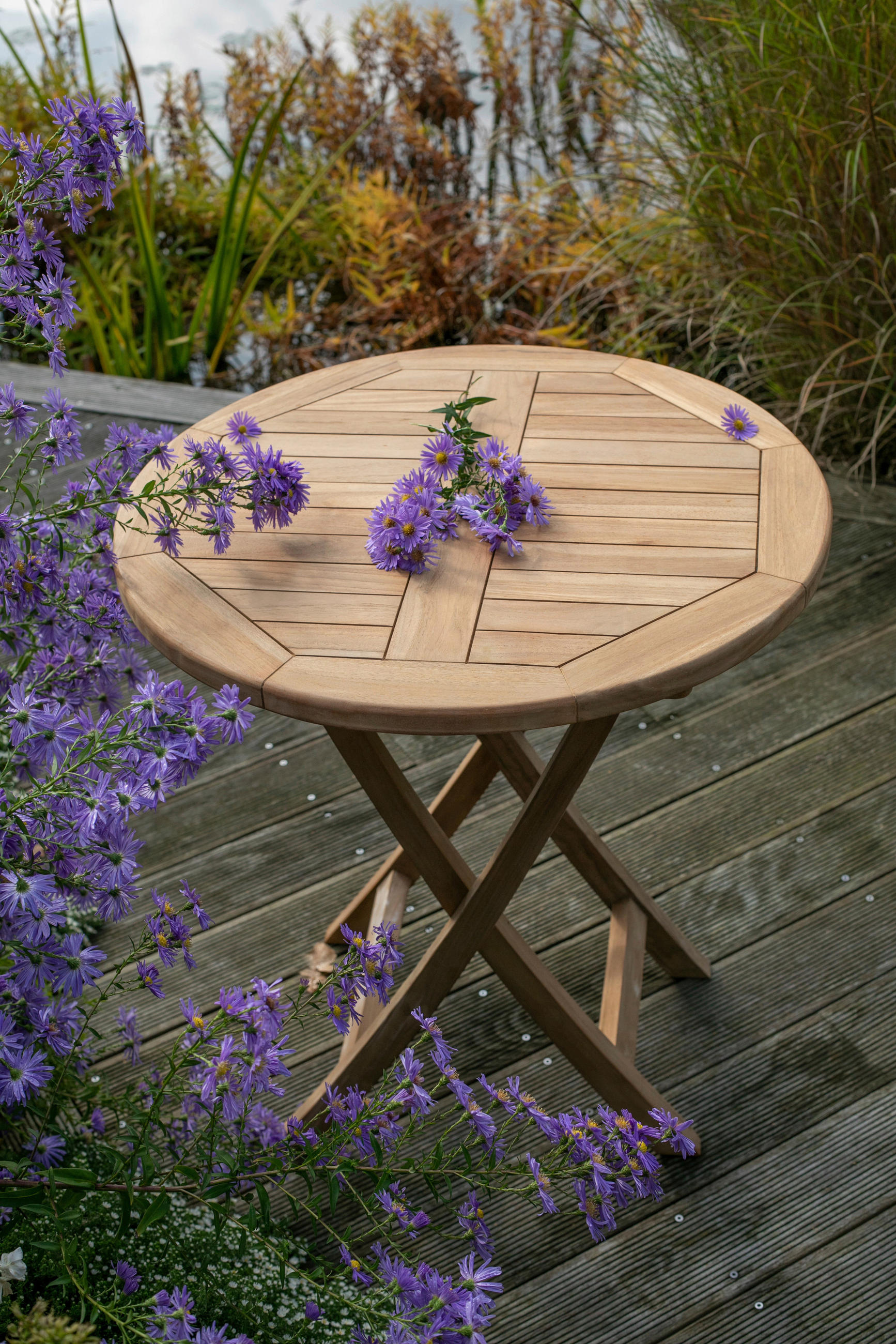 GARTENTISCH 70/70/75 cm Holz rund  - Teakfarben, Basics, Holz (70/70/75cm) - Gardenson