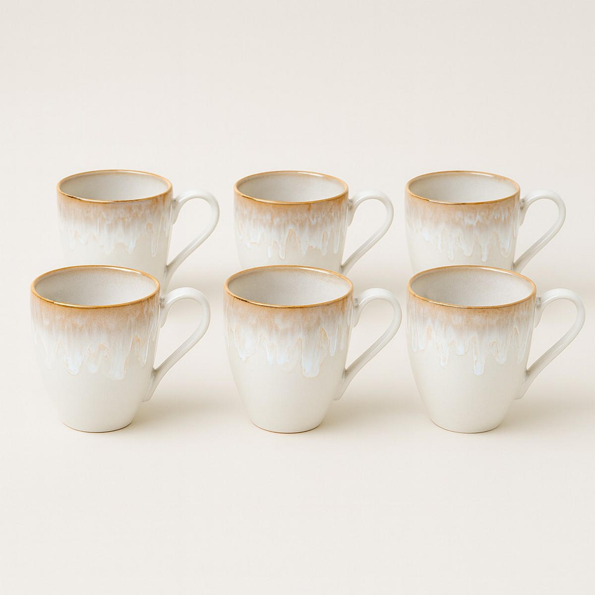 KAFFEEBECHERSET TAORMINA 6-teilig  - Weiß Hochglanz/Goldfarben, Basics, Keramik (0.41l) - Costa Nova