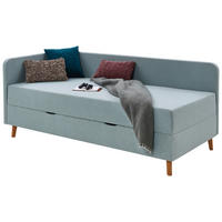 LIEGE Flachgewebe Hellblau  - Eichefarben/Hellblau, Design, Holz/Textil (90/200cm) - home24