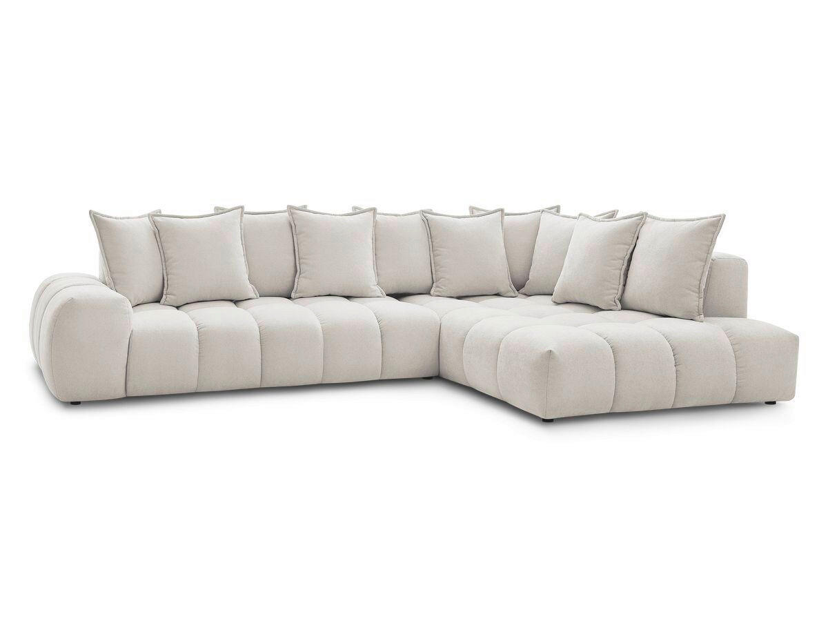 ECKSOFA Ottomane rechts  EVEREST Beige Struktur  - Beige/Schwarz, MODERN, Kunststoff/Textil (352/210cm)