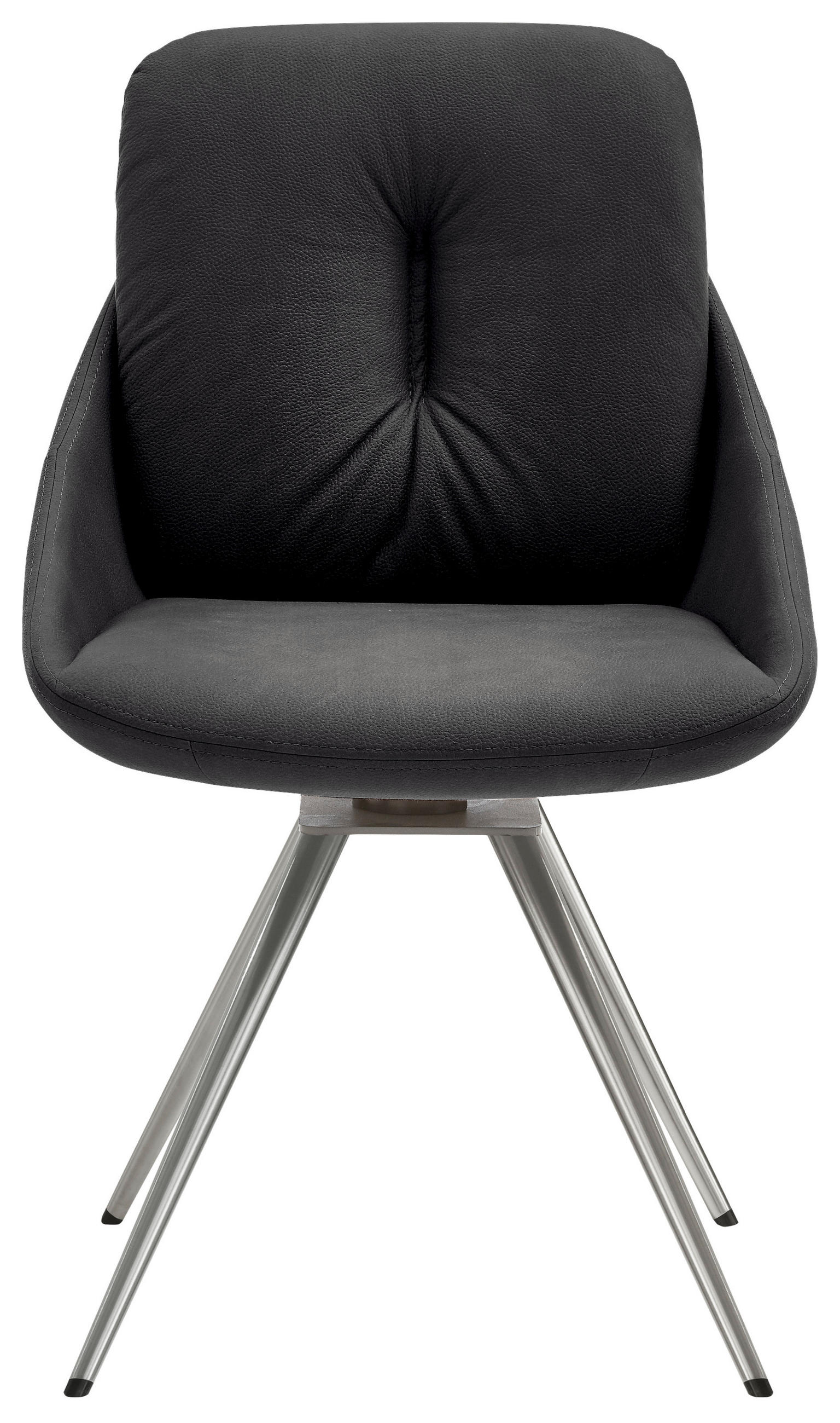 STUHL drehbar Schwarz, Edelstahlfarben  - Edelstahlfarben/Schwarz, Design, Textil/Metall (55/91/64cm) - Venjakob