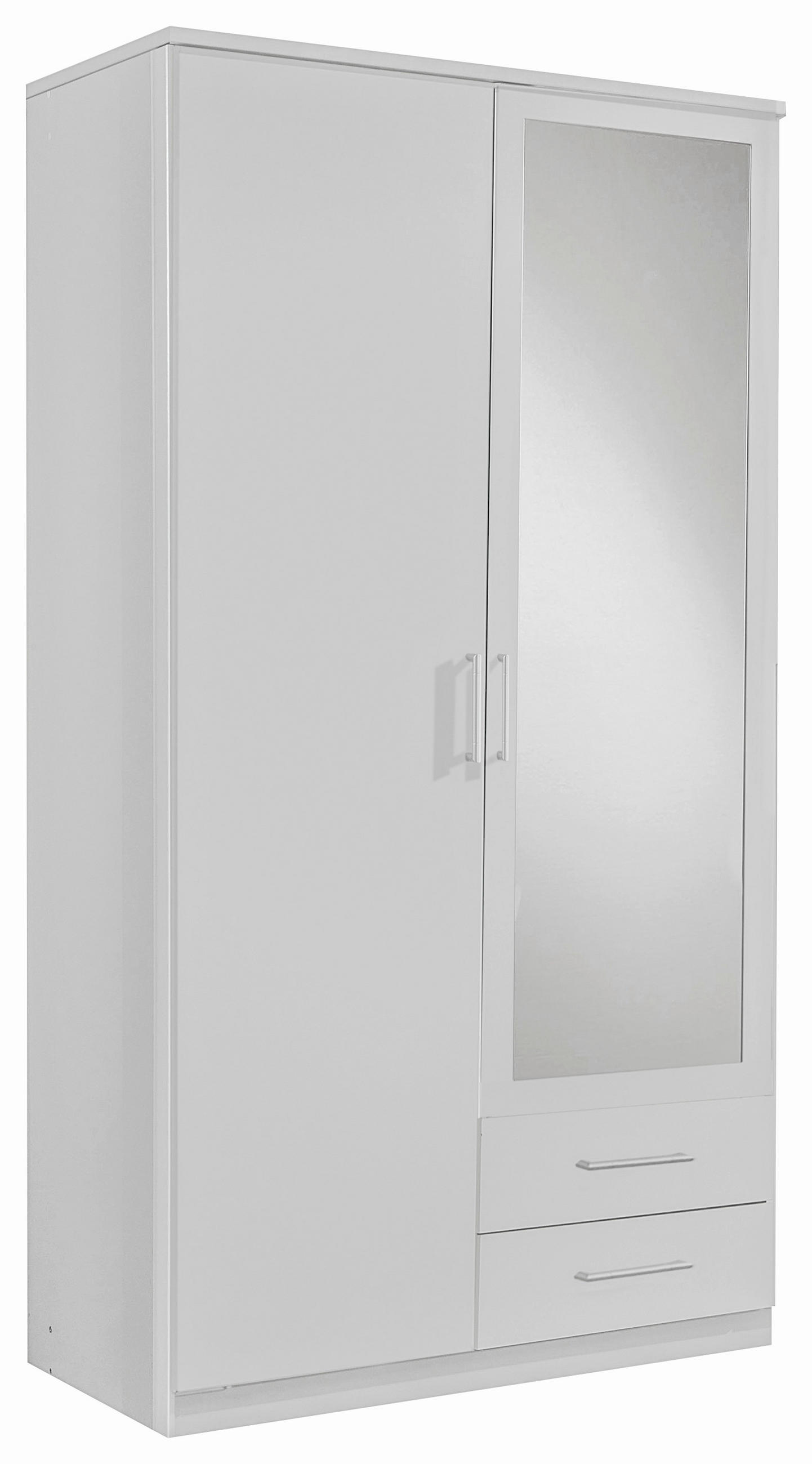 NYÍLÓAJTÓS SZEKRÉNY fehér  - alumínium színű/fehér, Konventionell, műanyag/faalapú anyag (90/199,5/58cm) - MID.YOU