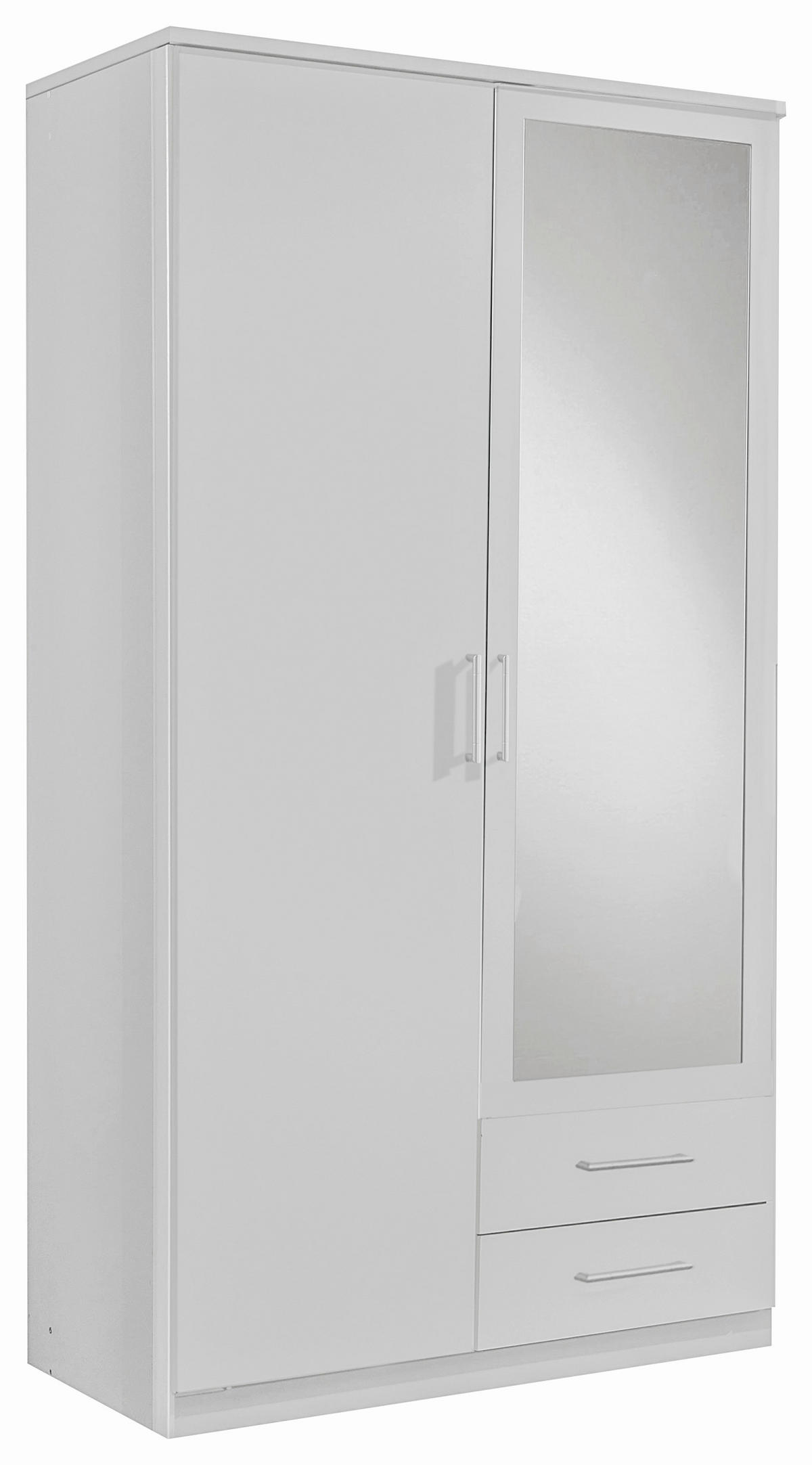 OMARA S KLASIČNIMI VRATI, bela  - bela/barve aluminija, Konvencionalno, umetna masa/steklo (90/199,5/58cm) - MID.YOU