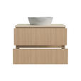 WASCHTISCHKOMBI 80 cm  - Sandfarben/Eichefarben, KONVENTIONELL, Keramik/Holzwerkstoff (80cm) - Xora