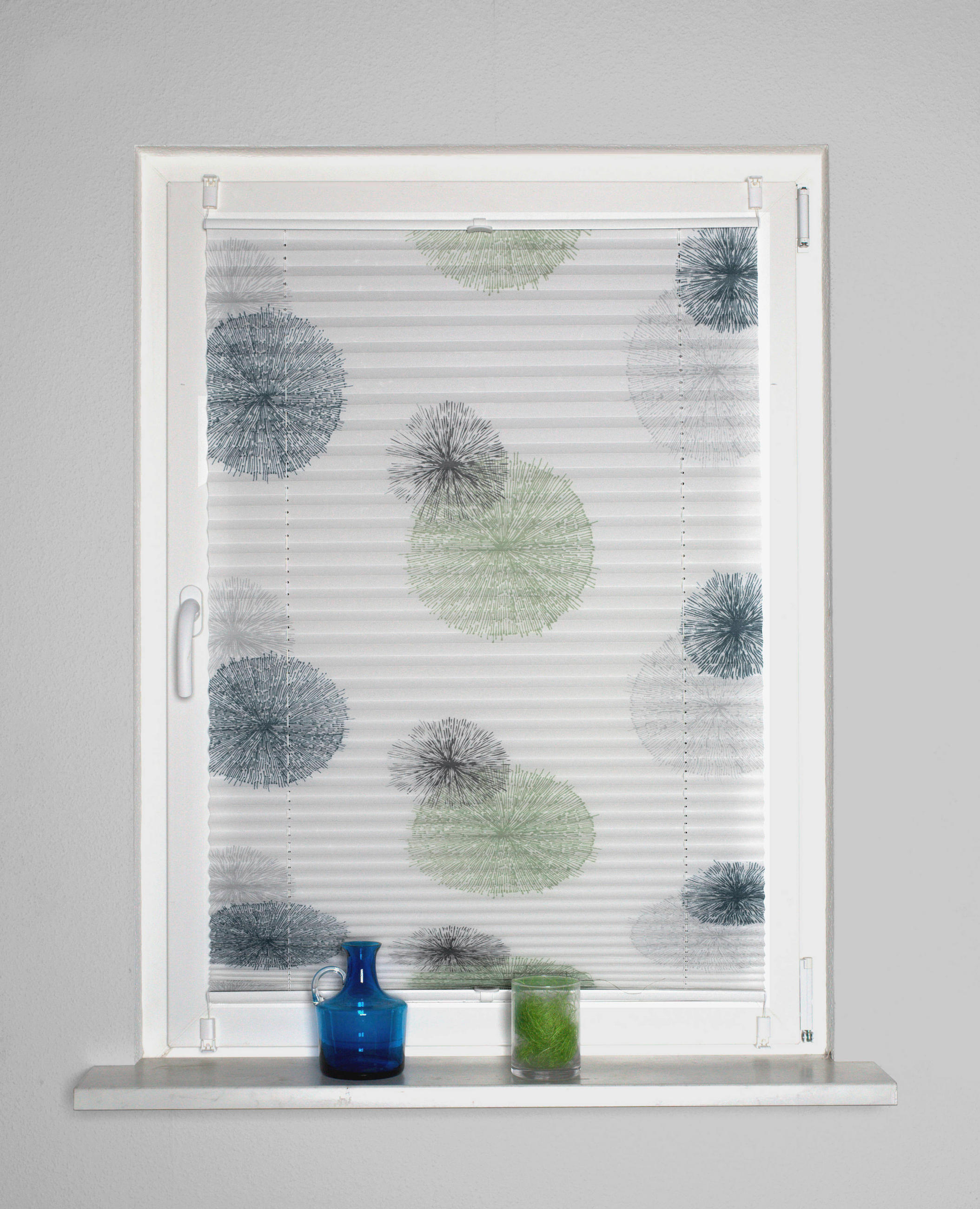 PLISSEE 80/130 cm  - Blau/Grün, KONVENTIONELL, Textil (80/130cm)