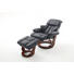 RELAXSESSEL Echtleder Lederlook Schwarz - Walnussfarben/Schwarz, Design, Leder/Holz (90/104-89/91-122cm) - Carryhome