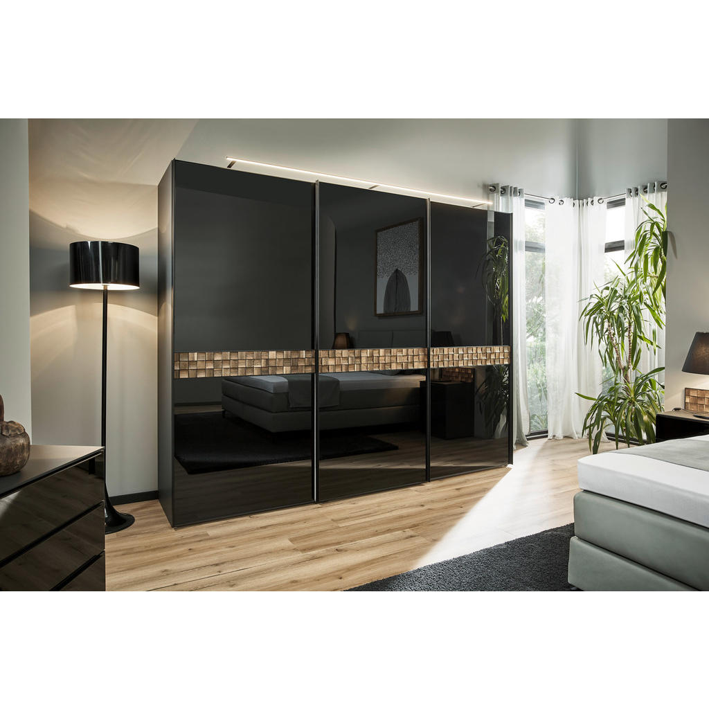 Thumbnail - Dieter Knoll Schwebetürenschrank, Anthrazit, Schwarz, Eiche dunkel, Holzwerkstoff, Eiche, massiv, 6 Fächer, 280x222x68 c...