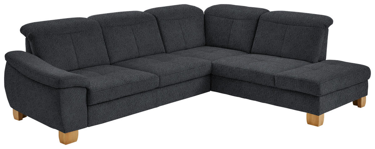 ECKSOFA in Flachgewebe Anthrazit  - Wildeiche/Anthrazit, Natur, Holz/Textil (301/243cm) - Voleo