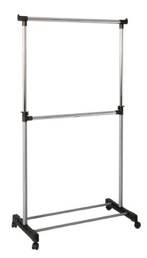 STALAK ZA ODEĆU SA TOČKIĆIMA  boja hroma, boja aluminijuma, siva  metal     - boja hroma/boja aluminijuma, Moderno, metal (90/120-210/43cm) - Boxxx
